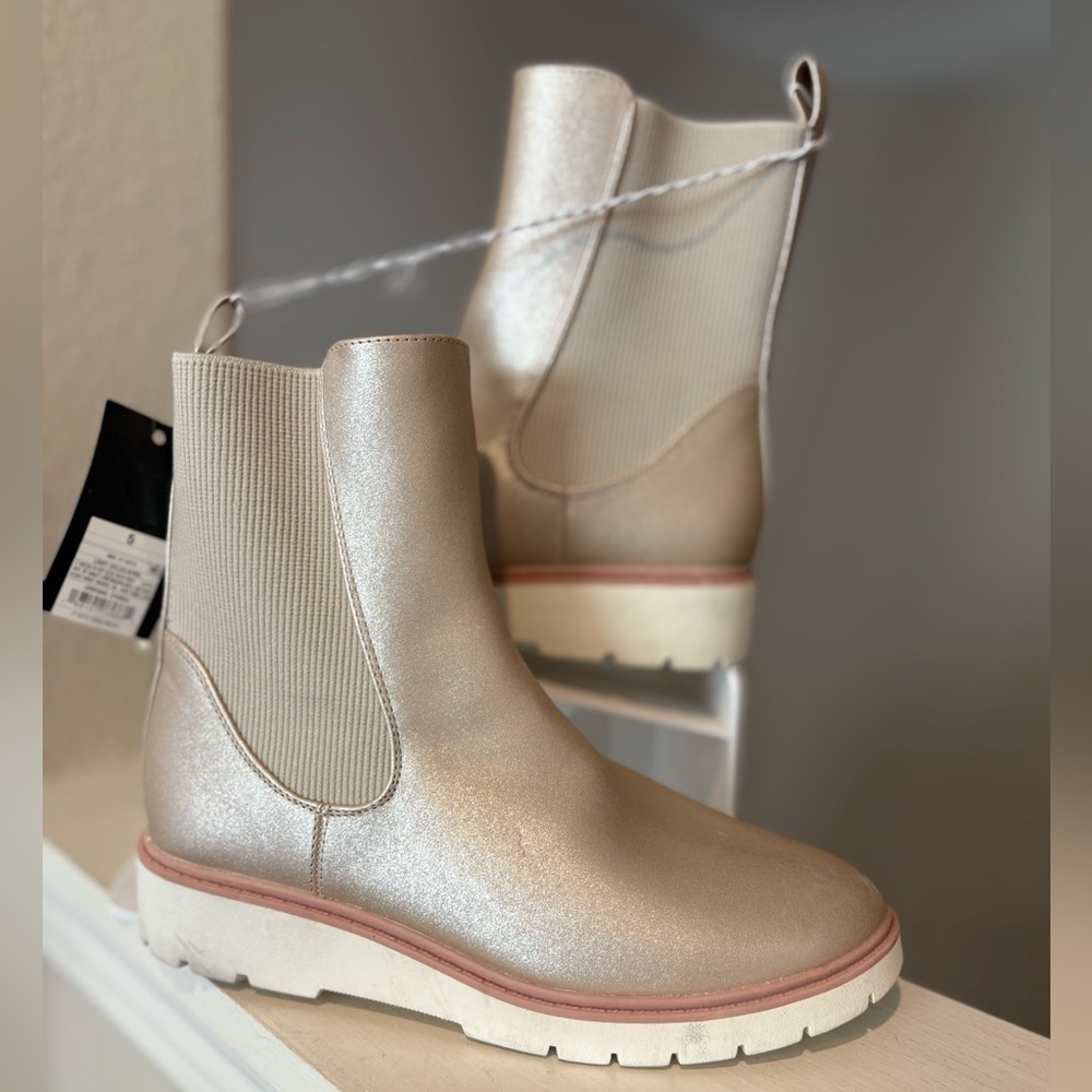 Art Class Kids Girls Laurel Side Zip Wedge Chelsea Boots Gold Youth Size 5Y